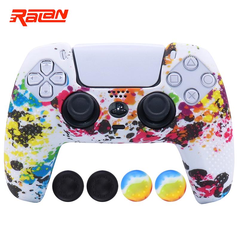 Vỏ bảo vệ bằng silicon mềm cho tay cầm điều khiển PS5 Vỏ da cho tay cầm chơi game Playstation 5 Cần điều khiển có nắp chụp tay cầm Màu sắc: 1