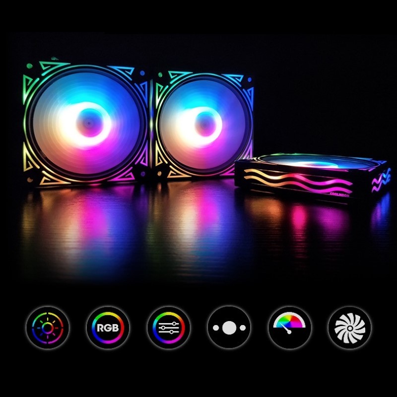 Quạt Led RGB Coolmoon Wave 12cm cho máy tính - hàng nhập khẩu