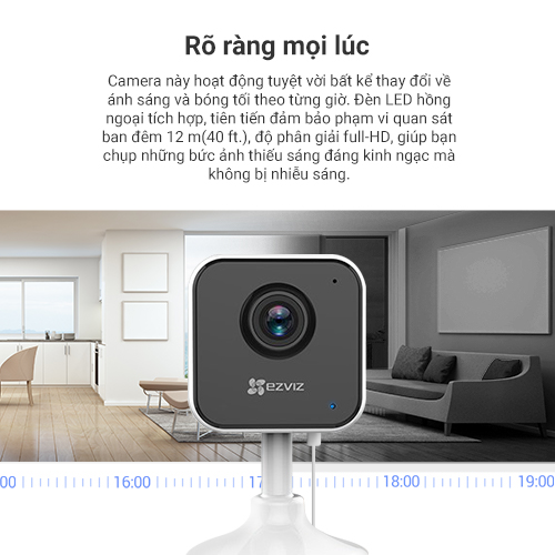 Camera Wi-fi EZVIZ C1HC Trong Nhà, FHD 1080P, Góc Rộng Cố Định, Đàm Thoại Hai Chiều, Nén Video H265 - Hàng Chính Hãng