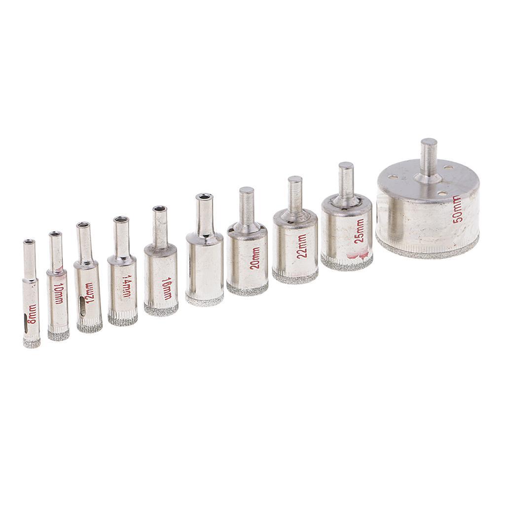 10x Diamond Cutter Drill 8 50mm Set for Tiles Ceramic Glass