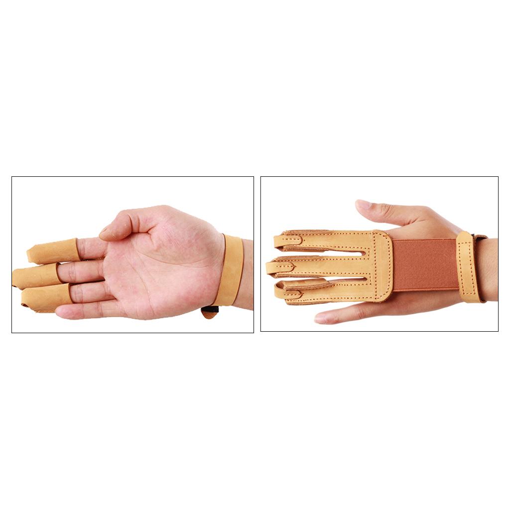 Outdoor Archery 3 Finger Glove Men Women Leather Hand Finger Guard Protector