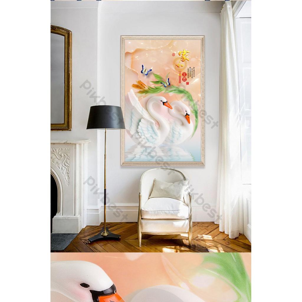 Tranh dán tường 3D Thiên Nga