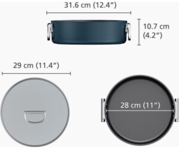 Nồi thấp Joseph Joseph 45046 Space Blue 28cm 4.7L nắp kính hàng chính hãng