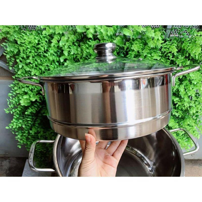 Bộ nồi xửng hấp 28cm thương hiệu HT Cook dùng được bếp điện từ.