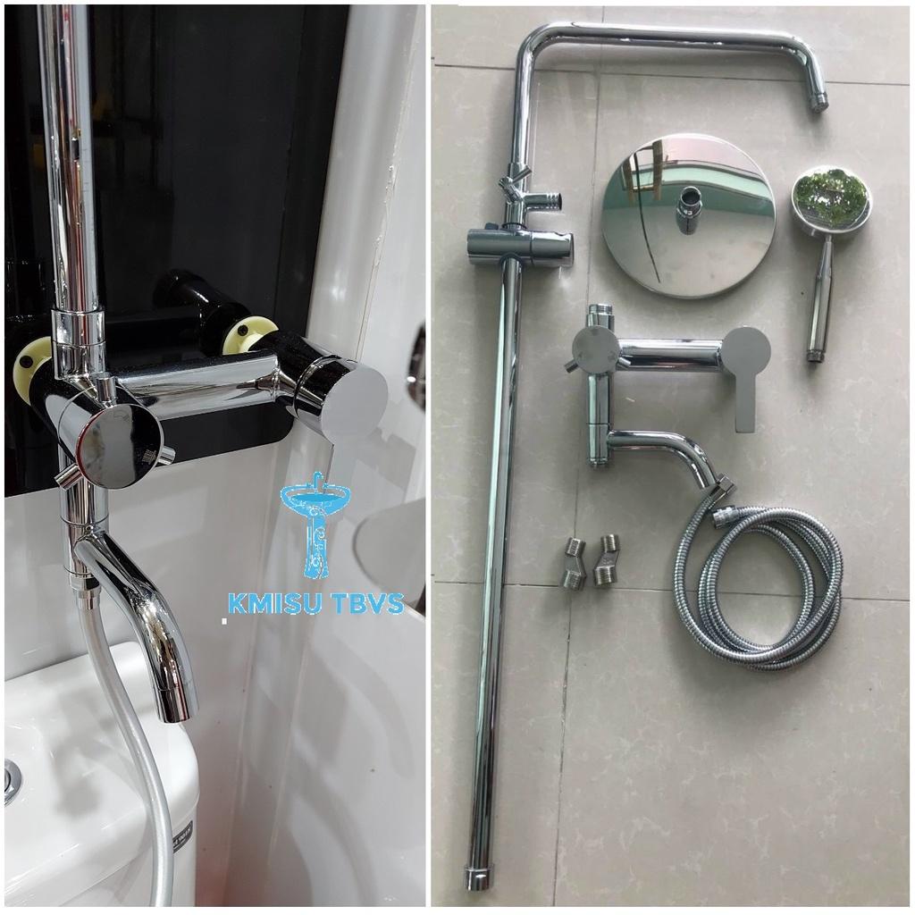 Sen cây tắm đứng, tròn inox bóng - Kmisu thiết bị vệ sinh