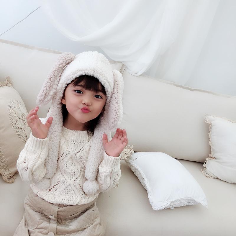 Mùa Đông Trẻ Em Thỏ Nón Đôi Tai Dài Dễ Thương Sang Trọng Ấm Cho Bé Mũ Khăn Quàng Cổ Cho Bé Trai Bé Gái Giả Thịt Cừu Len Cho Bé Boonet trẻ Em Nắp 1-5Years