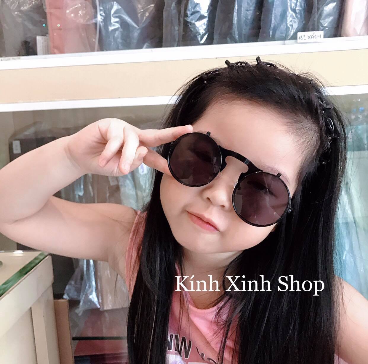 Kính râm Trẻ em Mắt Tròn Đa Năng 2 Tròng Siêu Cute Cho Bé