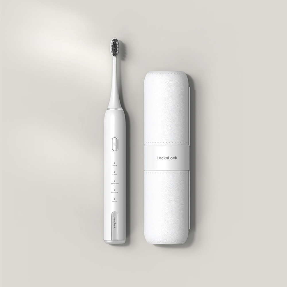 Bàn chải đánh răng điện LocknLock Electric toothbrush ENR386WHT/ENR386BLK 5 chế độ linh hoạt kèm hộp đựng bàn chải - 2 Màu