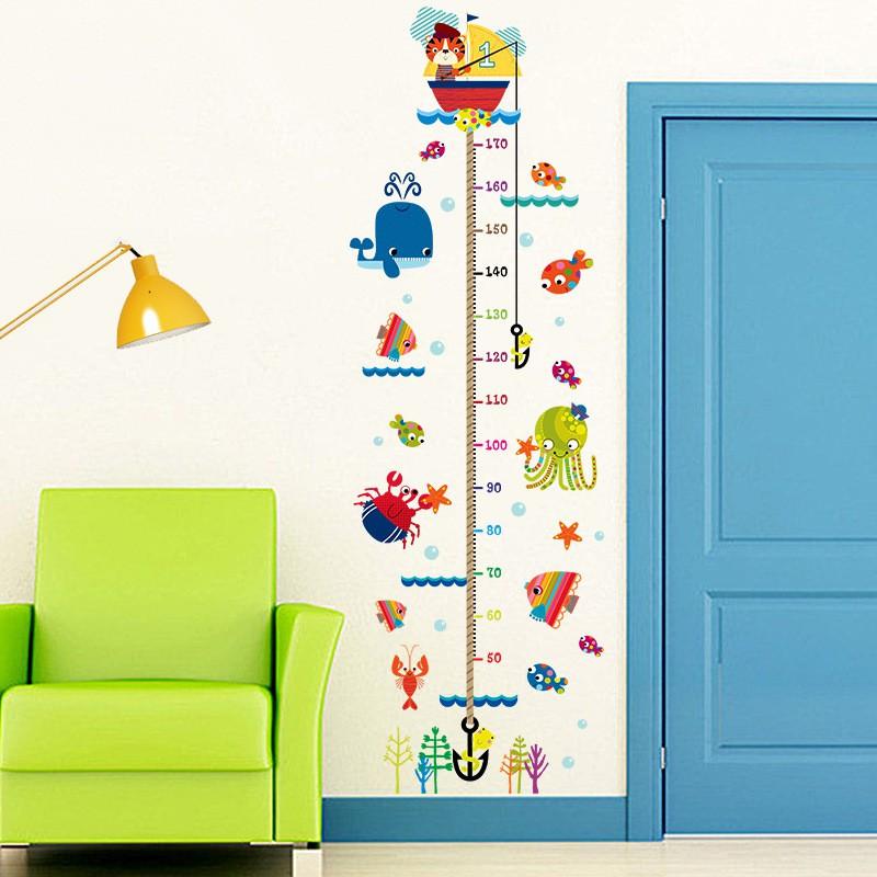 Tranh Decal Trang Trí Dán Tường Hình Cá Đo Chiều Cao Cho Bé T06