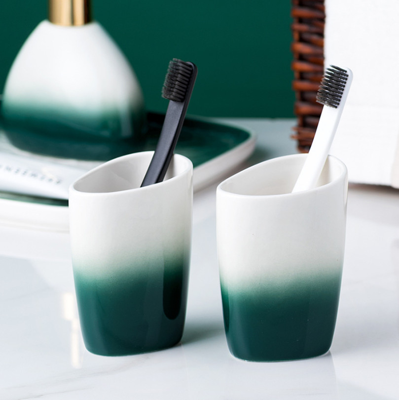 Set nhà tắm Gradient màu xanh lá cây gốm sứ