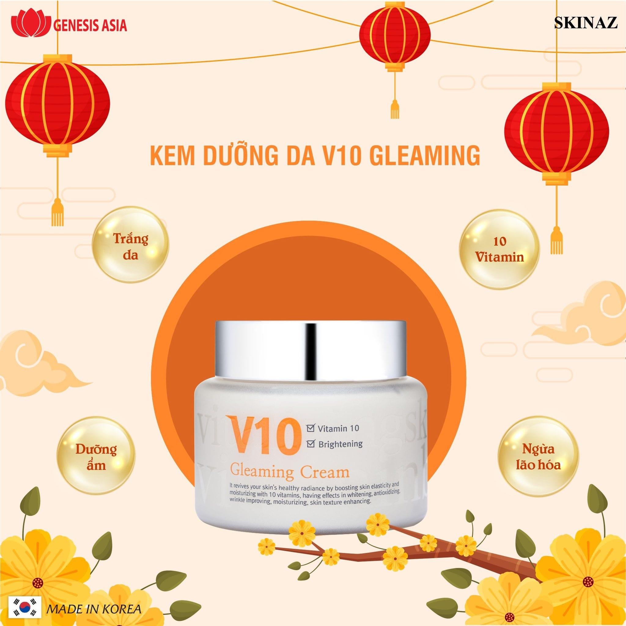 Kem Dưỡng Trắng Da V10 Skinaz Hàn Quốc mẫu 2020
