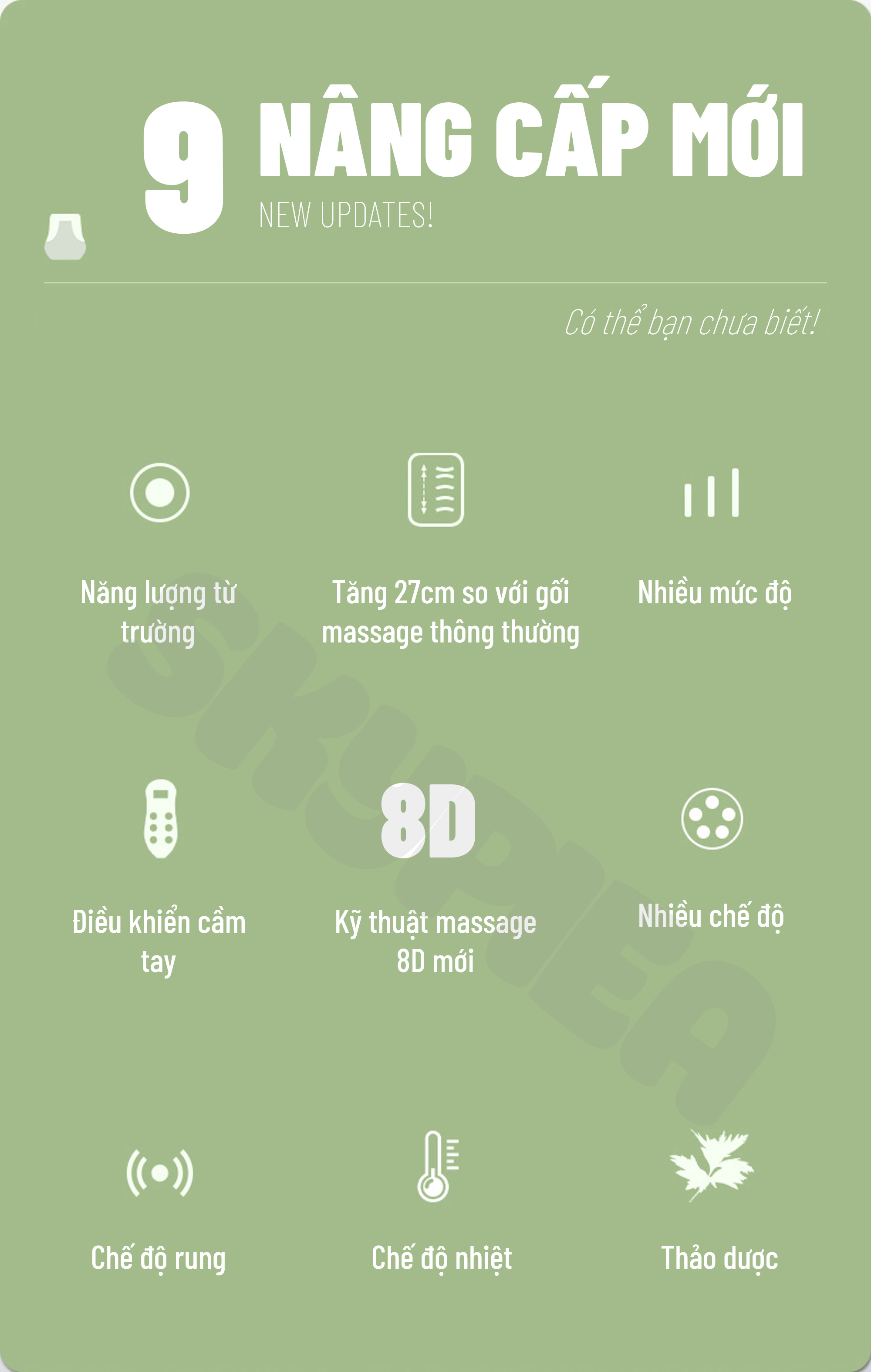 Gối Massage Đa Năng - Massage Tựa Lưng Xe Hơi - Gối Mát Xa Hồng Ngoại - Có Điều Khiển, Chế Độ Rung - Phiên Bản 2021, 20 bi Massage