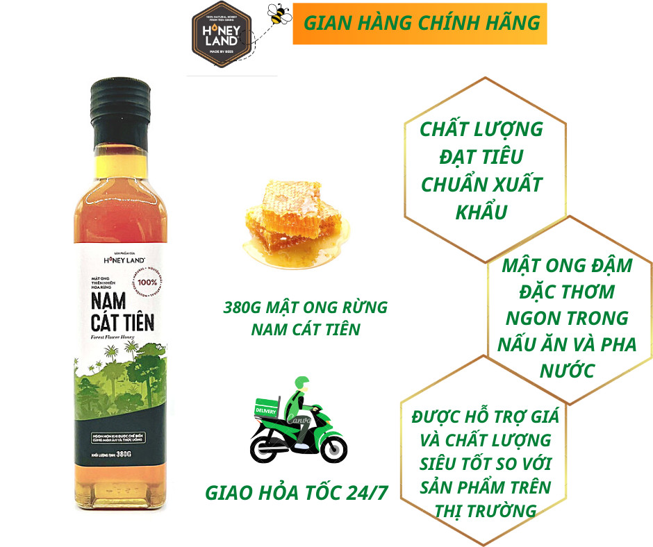 Mật ong rừng Nam Cát Tiên Honeyland 380g mật ong thiên nhiên nguyên chất