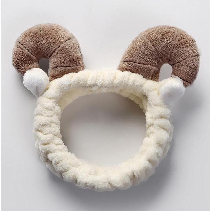 Băng Đô 3D Sừng Cừu Dày Mềm Mịn Cao Cấp (Giao màu ngẫu nhiên)