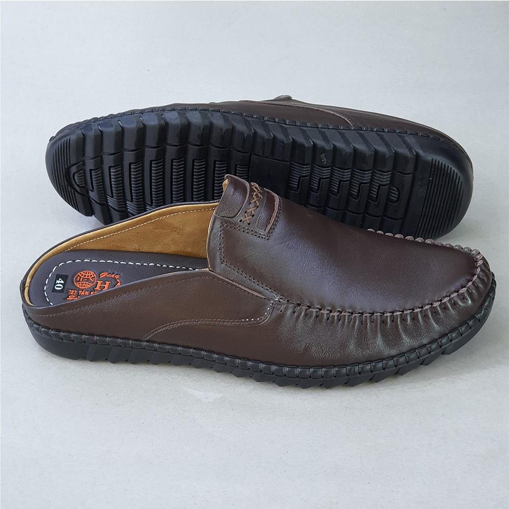 Dép Bít Mũi Nam Da Bò Thật TiTi ĐÔ Cao Cấp GSB2044