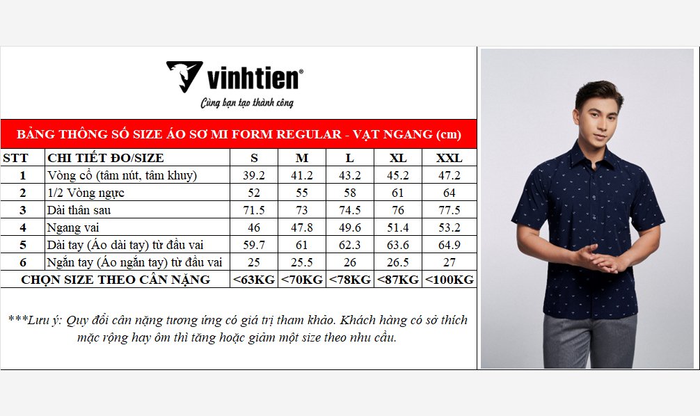 Áo Sơ Mi Ngắn Tay Vải Kẻ TC Regular Fit 355 Vĩnh Tiến - Vạt Ngang - Nhiều Màu