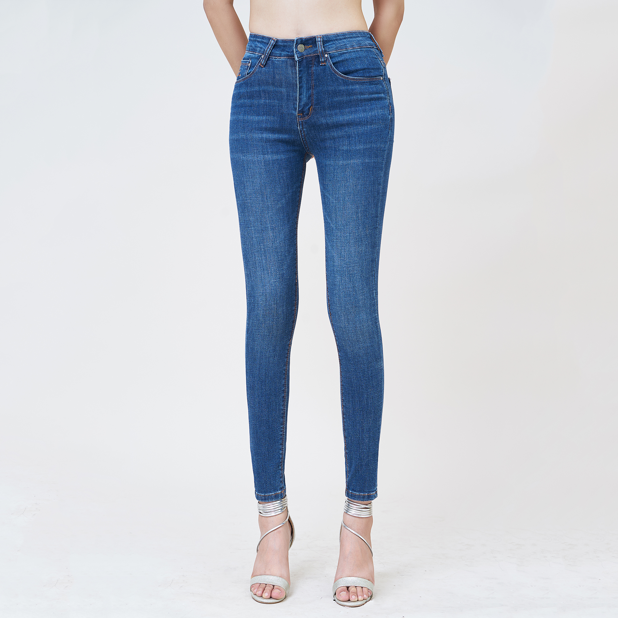 Quần jean nữ AAA JEANS skinny lưng cao xanh đậm - UCSD RAYON