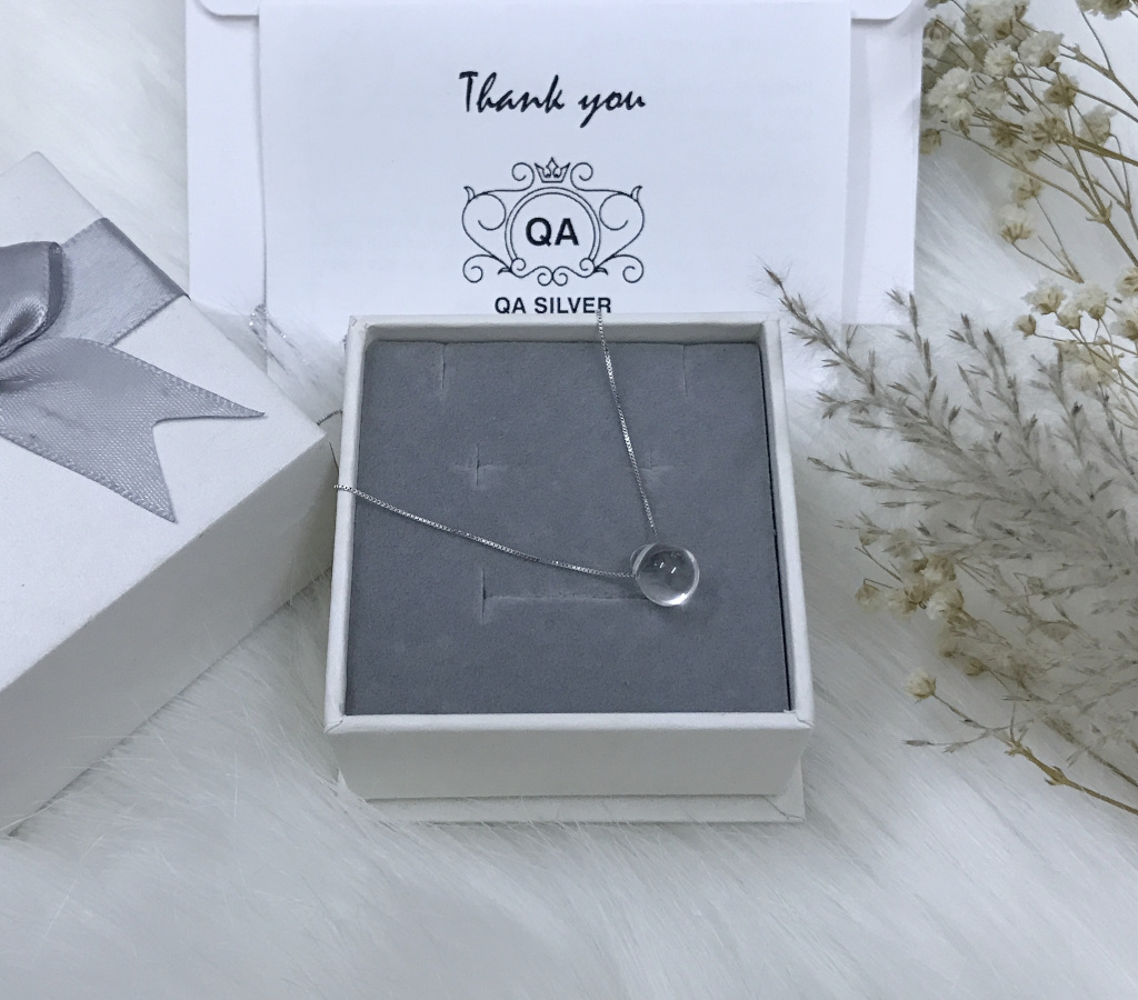 Dây chuyền bạc 925 mặt đá giọt nước trong suốt vòng cổ nữ tối giản S925 QUARTZ Silver Necklace QA SILVER NE190301