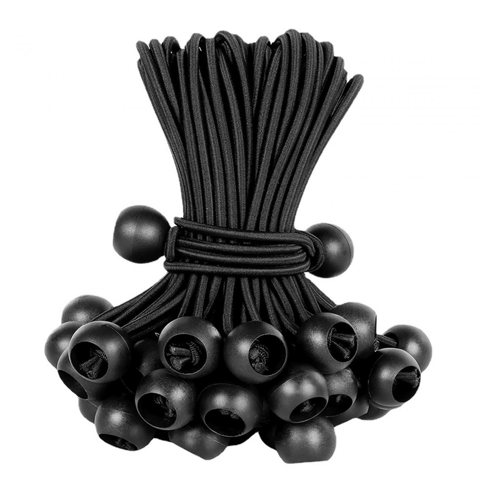 100 Pieces 15cm Ball Bungee Cords Rope Stretchable Black for Cargo Camping
