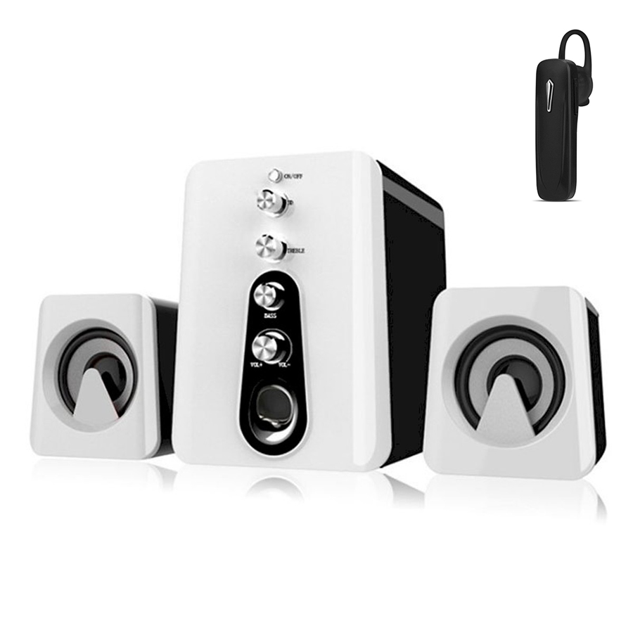 Bộ 3 Loa Máy Tính 2.1 Âm Thanh 3D HC-807-1+Tặng Tai Nghe Bluetooth Nhét Tai (Màu Ngẫu Nhiên)