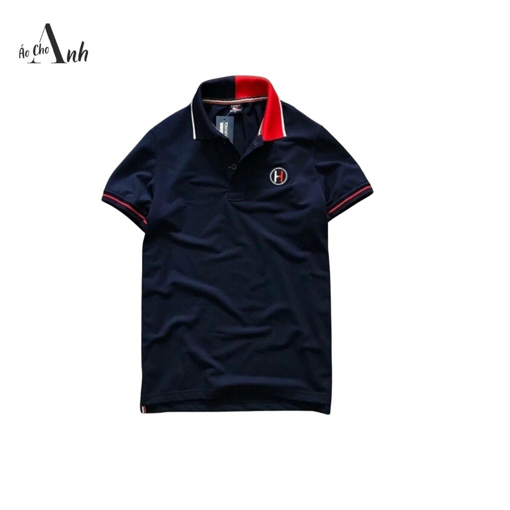 Áo thun nam cổ bẻ ngắn tay in logo chữ H thun cotton xuất xịn cực đẹp chuẩn form , sang trọng - A014