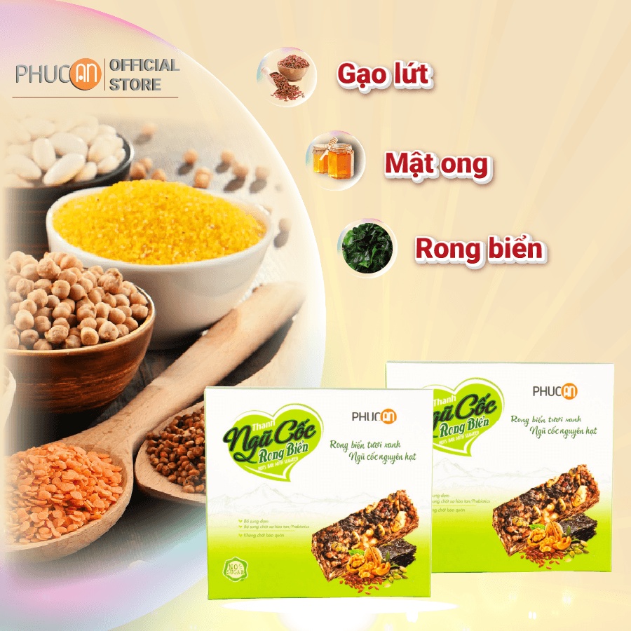 Combo 2 Hộp Thanh Ngũ Cốc Rong Biển Phúc An - Thay thế bữa ăn