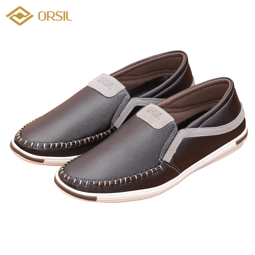 Giày lười da nam ORSIL màu đen trẻ trung - L13