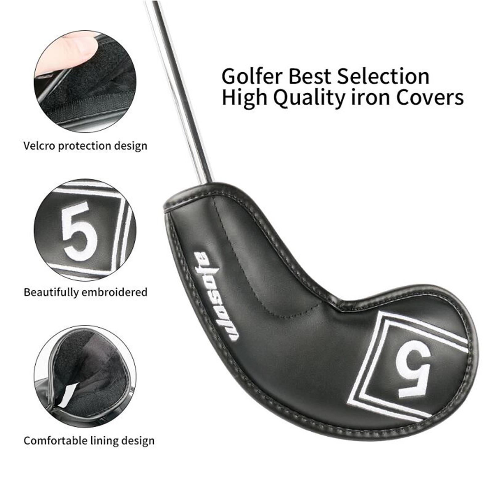 9Pcs/Pack PU Golf Iron Covers Set Golf Club Head Cover for Most Irons