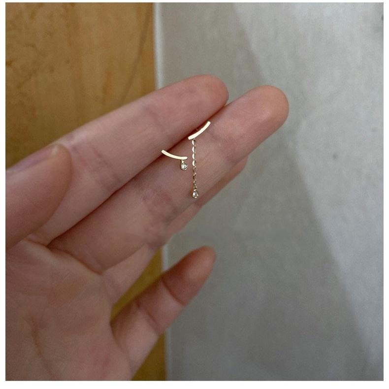 Khuyên tai ATJ9101 , Thiết kế nhỏ nhắn mini thiết kế lệch bên ANTA Jewelry