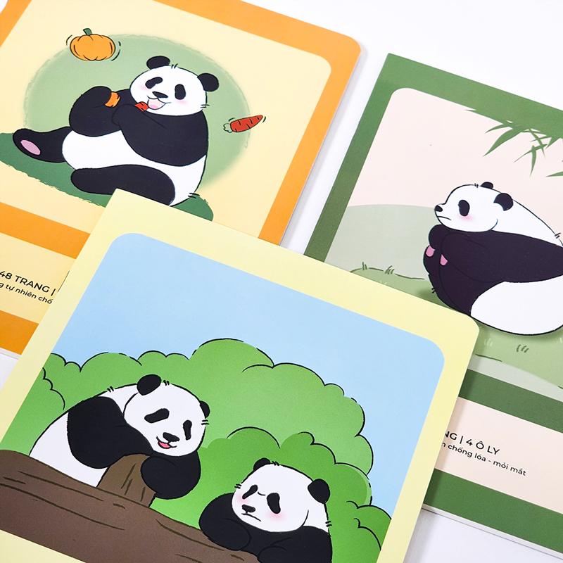 Tập Học Sinh Chống Lóa Fluffy Panda - Miền Bắc - 4 Ô Ly - 48 Trang 100gsm - The Sun 02