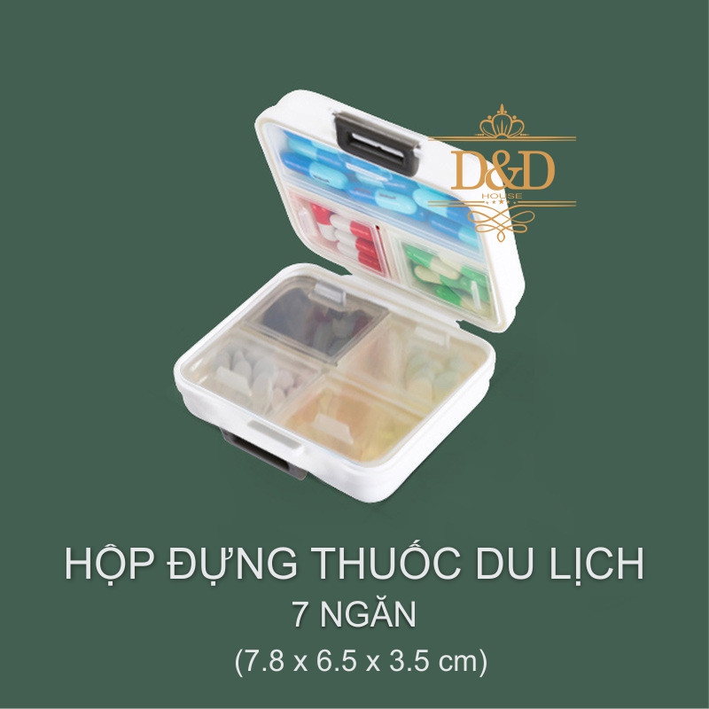 Hộp đựng thuốc du lịch 7 ngăn nhỏ gọn