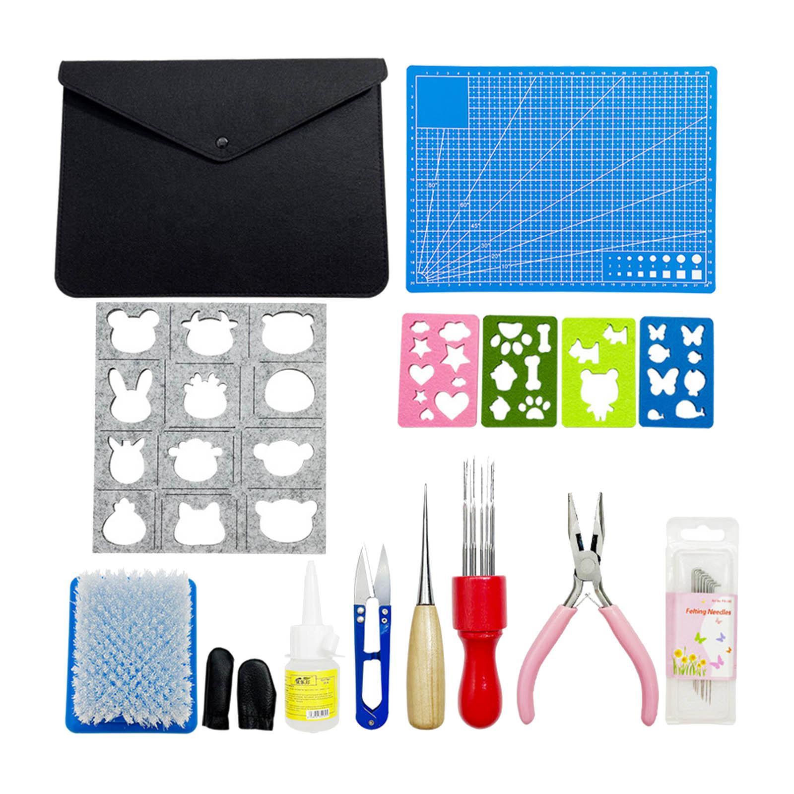 Needle Felting Starter Kit with Felt Bag Wool Felt Mold for Handicraft Lover