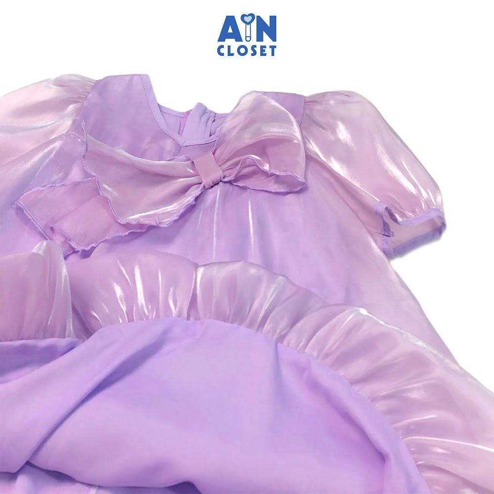 Đầm công chúa bé gái Nơ tím tay lỡ organza - AICDBGEVHKZH - AIN Closet