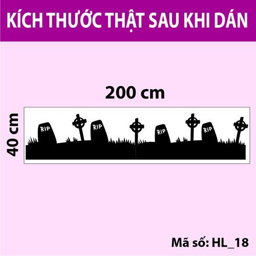 Decal trang trí Halloween chân tường bia mộ