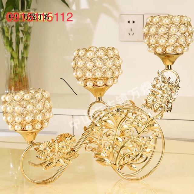 Chân nến trang trí đính đá ba tay