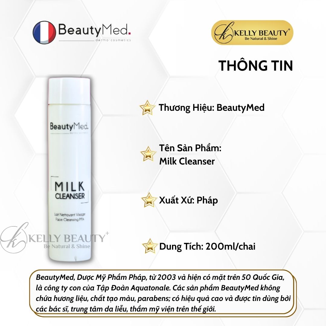 Sữa Rửa Mặt Cho Da Khô, Nhạy Cảm BeautyMed Milk Cleanser | Kelly Beauty
