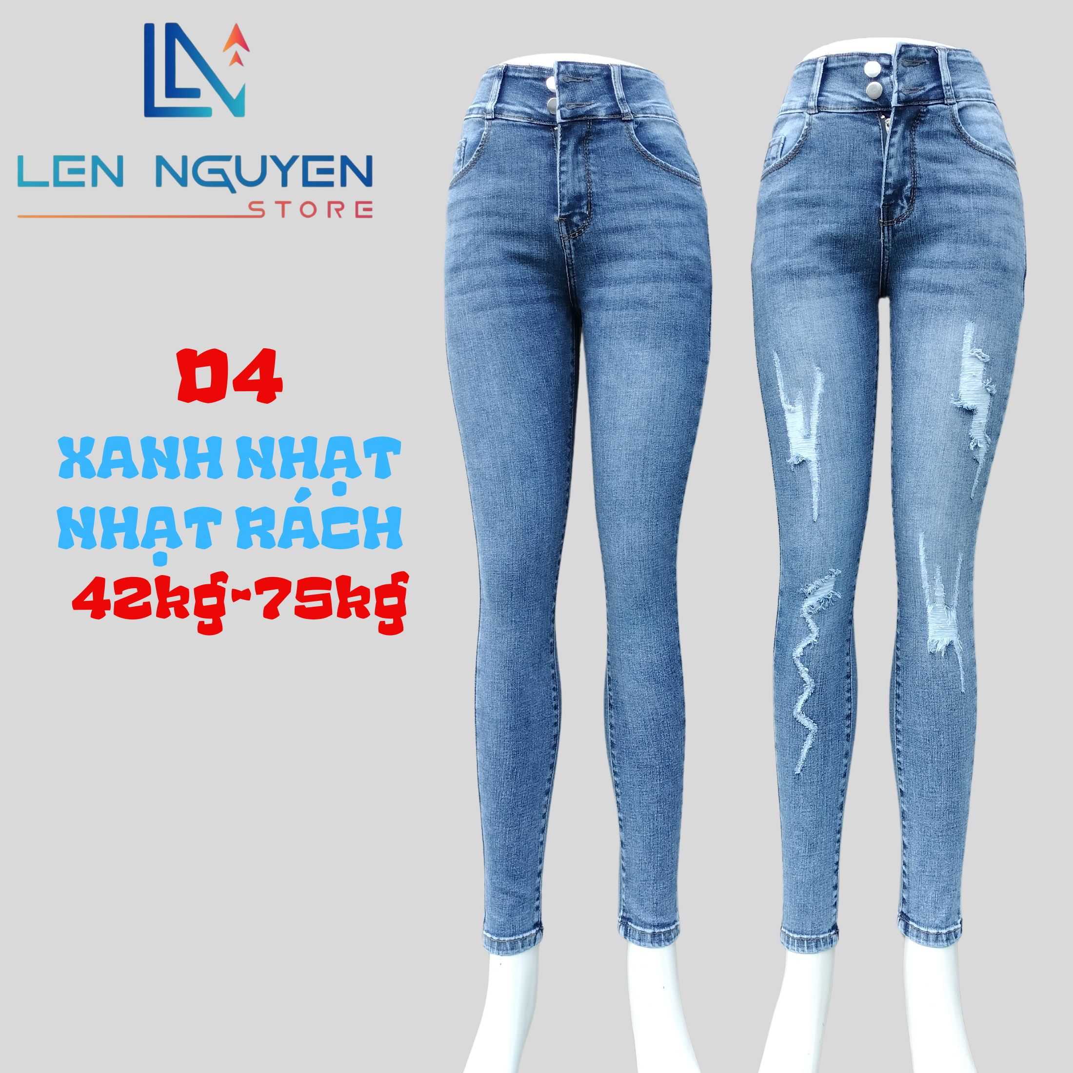 D4_Quần jean nữ, dài, lưng cao, quần bò nữ dáng ôm, quần rin nữ có big size, cho 42kg đến 75kg,