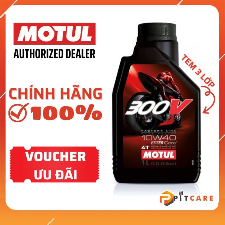 Nhớt Xe Máy Động Cơ 4 Thì Motul 300V Factory Line 10W40 Có Chiết Lẻ Nhập Pháp Tem 3 Lớp Chạy Bốc