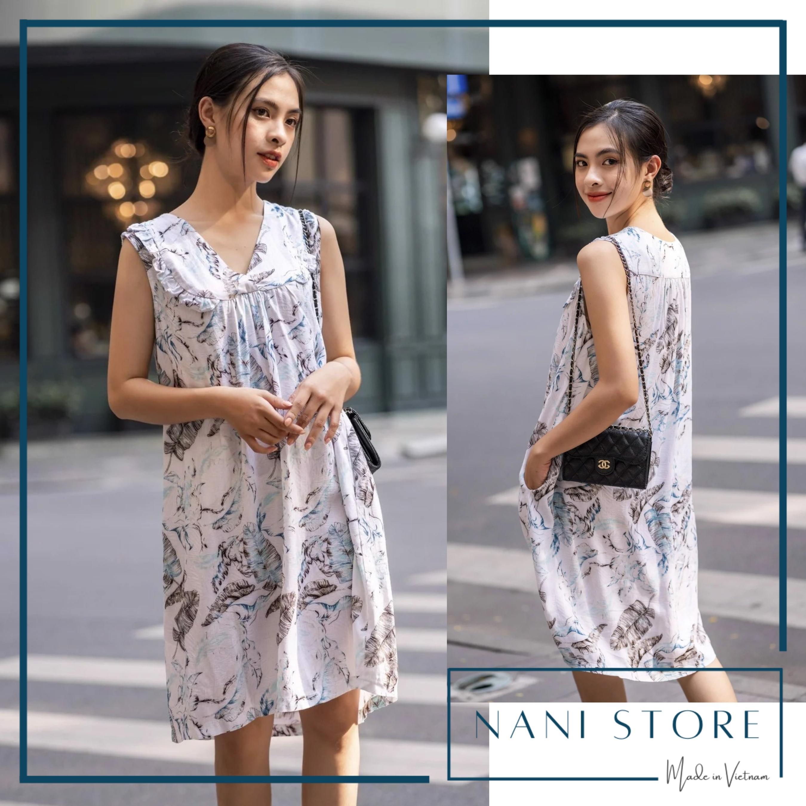 Đầm thời trang nữ cổ V bèo lá chuối