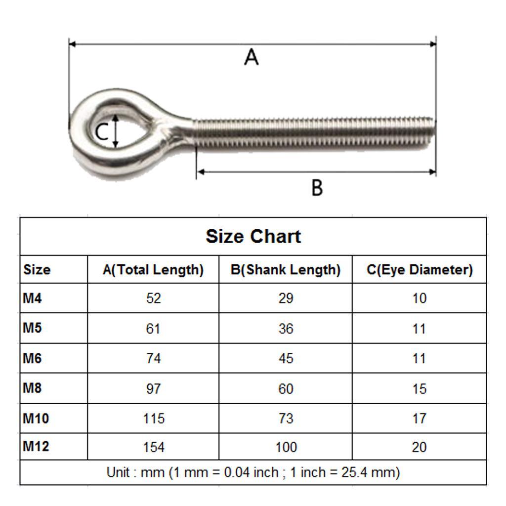 2x Marine Grade Eye Bolts Long Heavy Duty Lifting Eyebolt