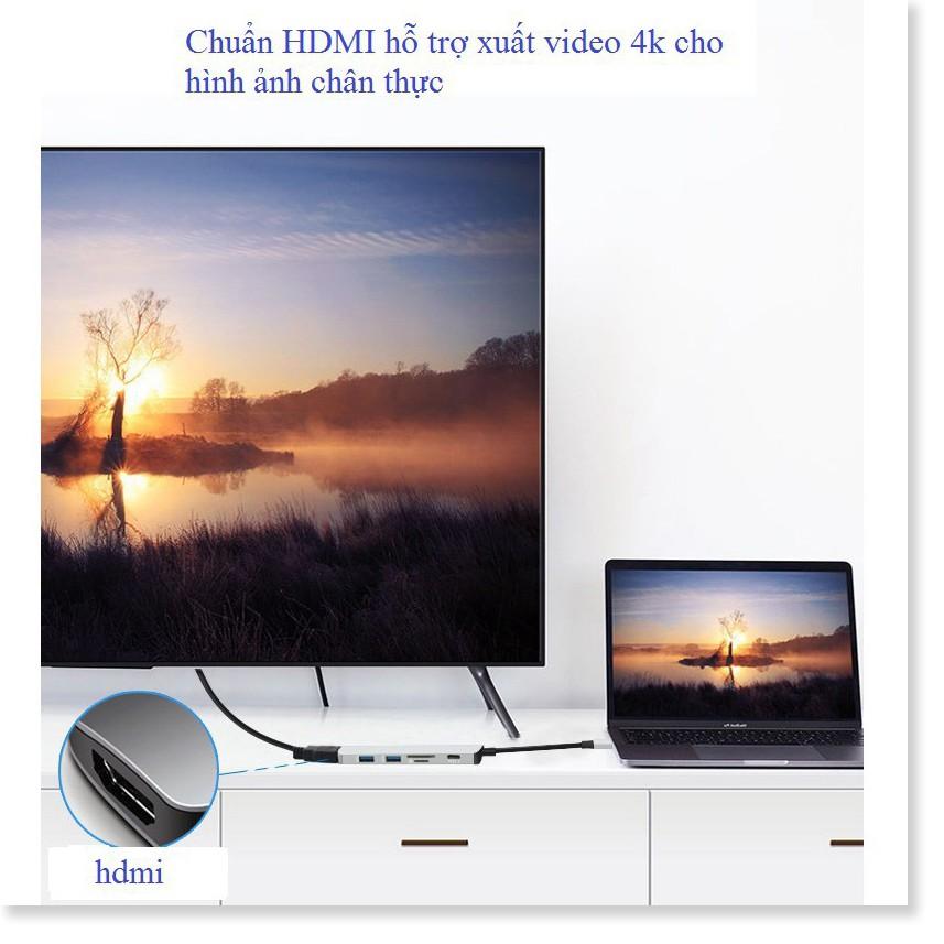 Bộ Hub USB Type C cho Macbook 1 ra 6 hỗ trợ truyền tải dữ liệu 3.0 và xuất video 4K HDMI