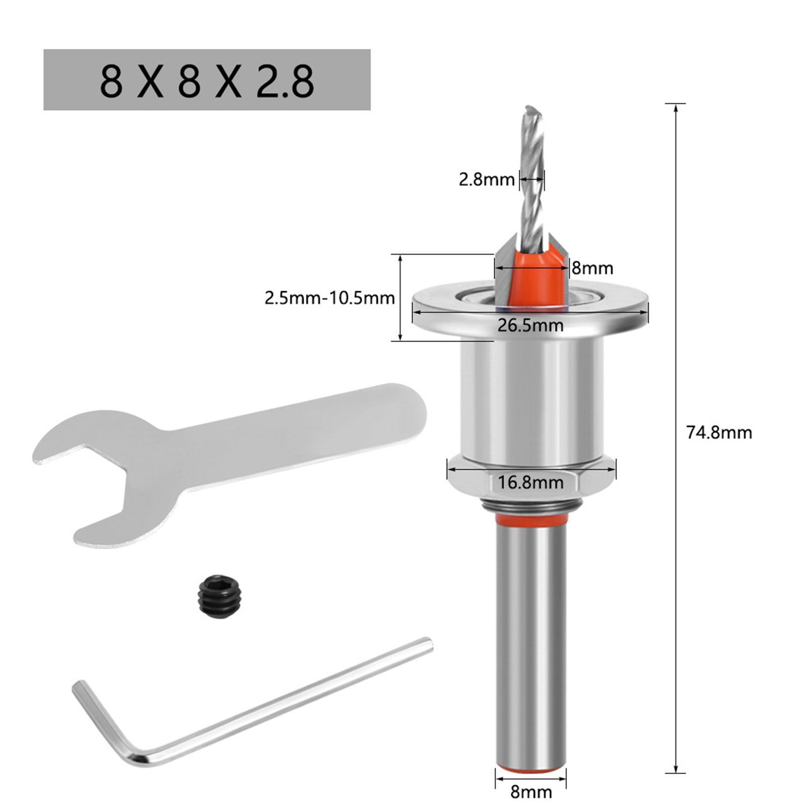 Woodworking Drill Bit Countersink Adjustable Round Steel for Drilling