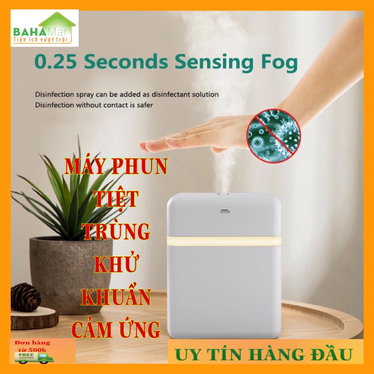 MÁY TẠO ẨM PHUN SƯƠNG CẢM ỨNG THÔNG MINH - XỊT CỒN KHỬ TRÙNG TỰ ĐỘNG "BAHAMAR" có cảm biến tự động để phun chất lỏng mà không cần chạm tay vào, hiệu quả trong việc đề phòng lây nhiễm chéo