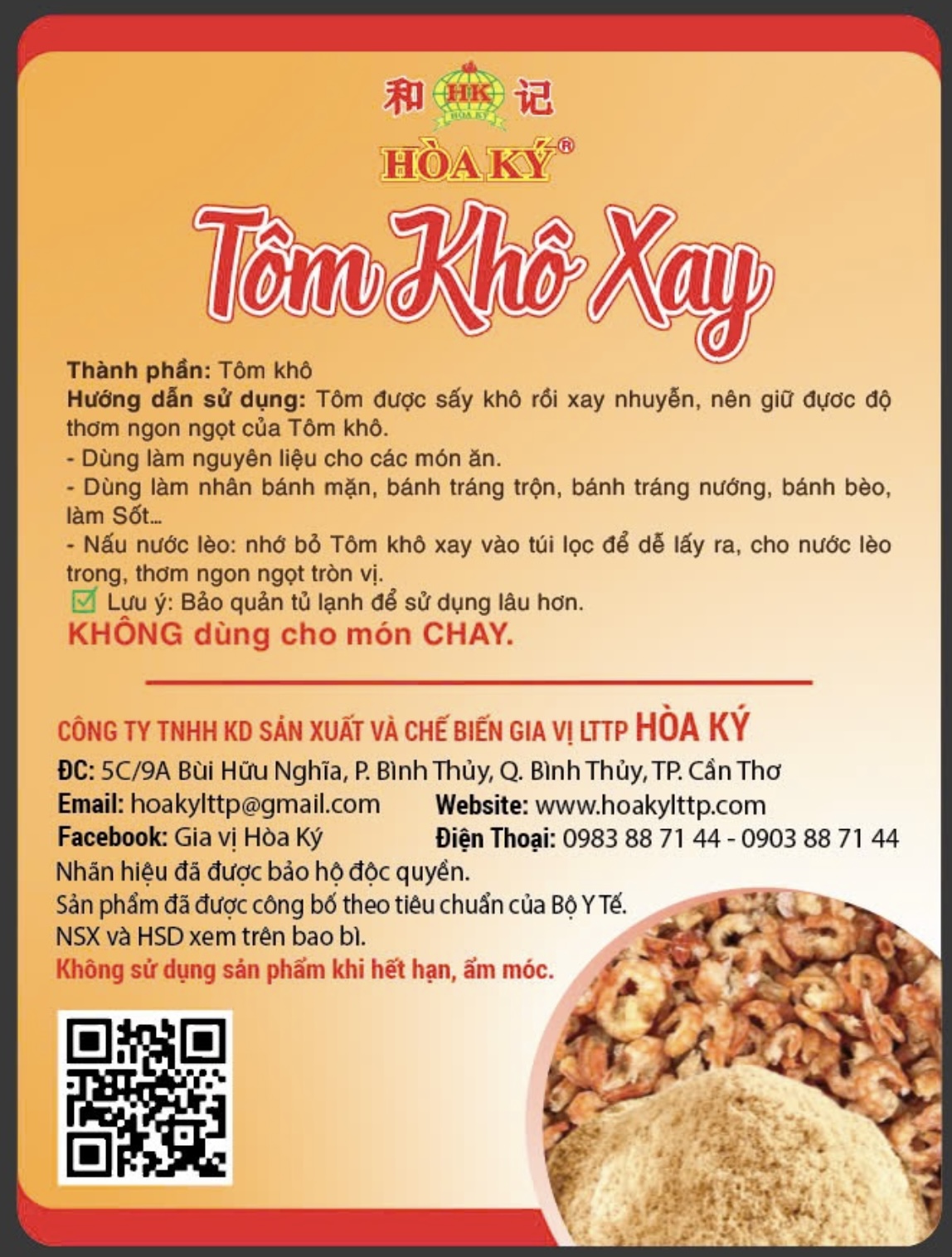 Tôm khô xay 300gr Hoà Ký nguyên chất