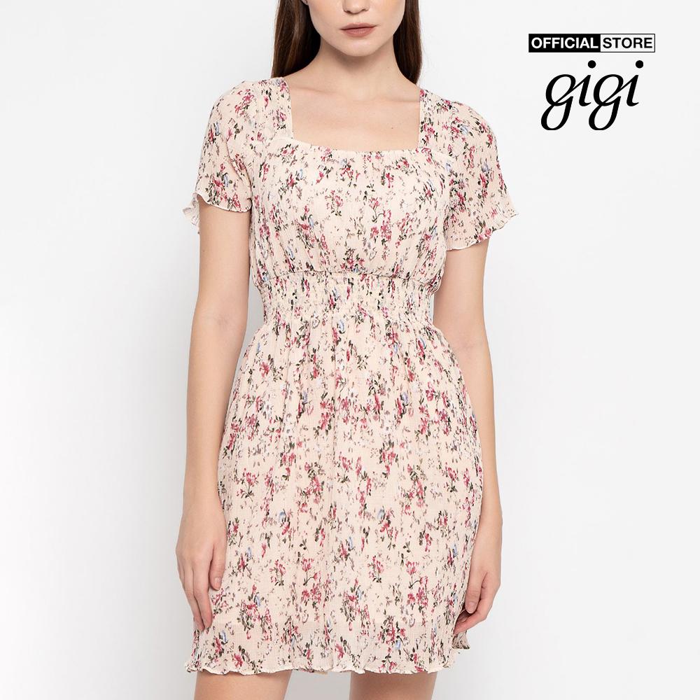GIGI - Đầm mini ngắn tay cổ vuông Smocked Puff Sleeve G2101D221116