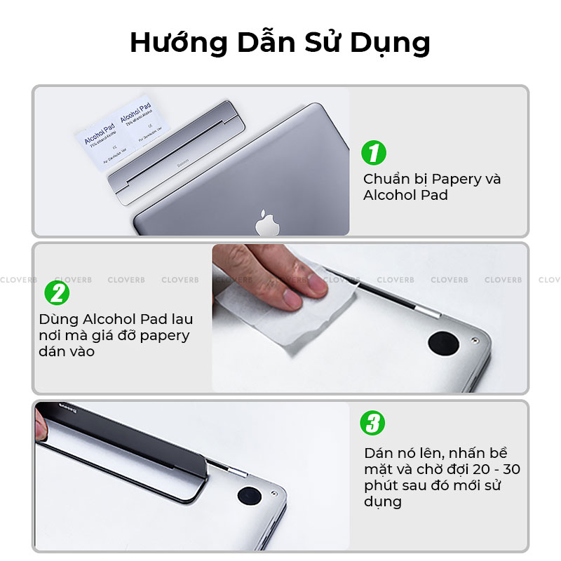 Giá Đỡ Laptop Baseus Papery Notebook Holder Siêu Mòng Dể Xếp Gọn Hợp Kim Aluminum - Hàng Chính Hãng