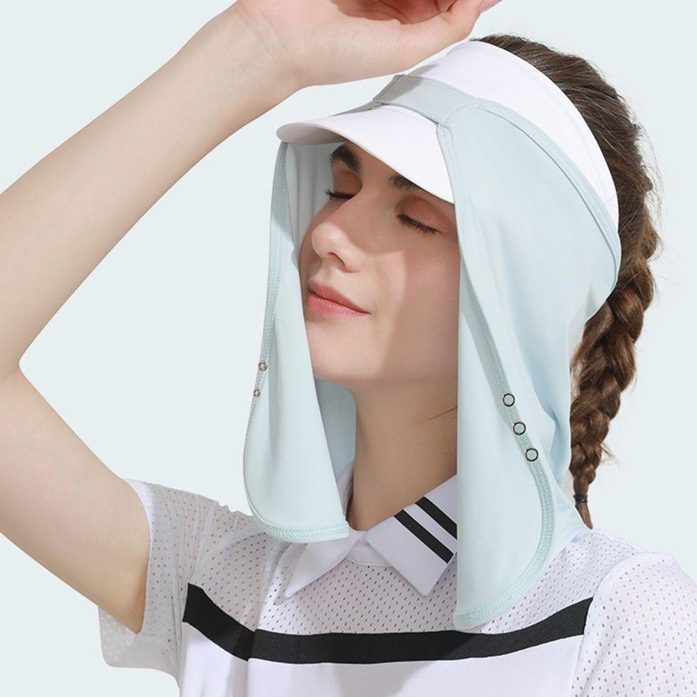 Mùa hè Ice Silk Sun Mat Neck Never Outdoor Sports Face Face Protector Sunshade Arepable UV Protection Cap Casquette Color: Blue