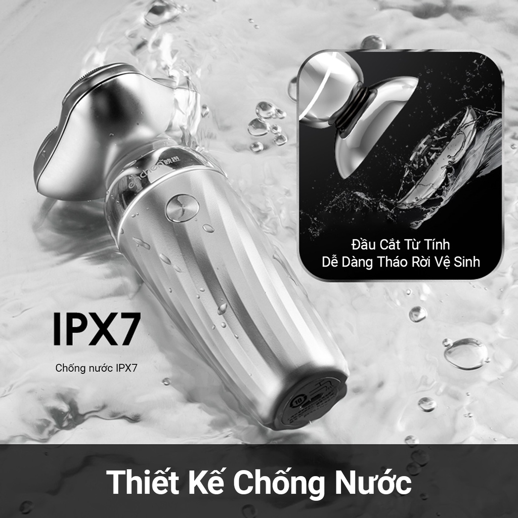 Máy Cạo Râu Enchen X7 Silver Hệ Thống EMS Thông Minh Kháng Nước IPX7 - Hàng nhập khẩu