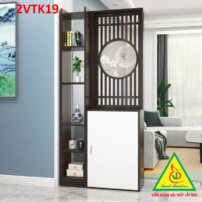 Tủ kệ trang trí kiêm vách ngăn phòng khách , nhà bếp 2VTK19- Nội thất lắp ráp Viendong Adv