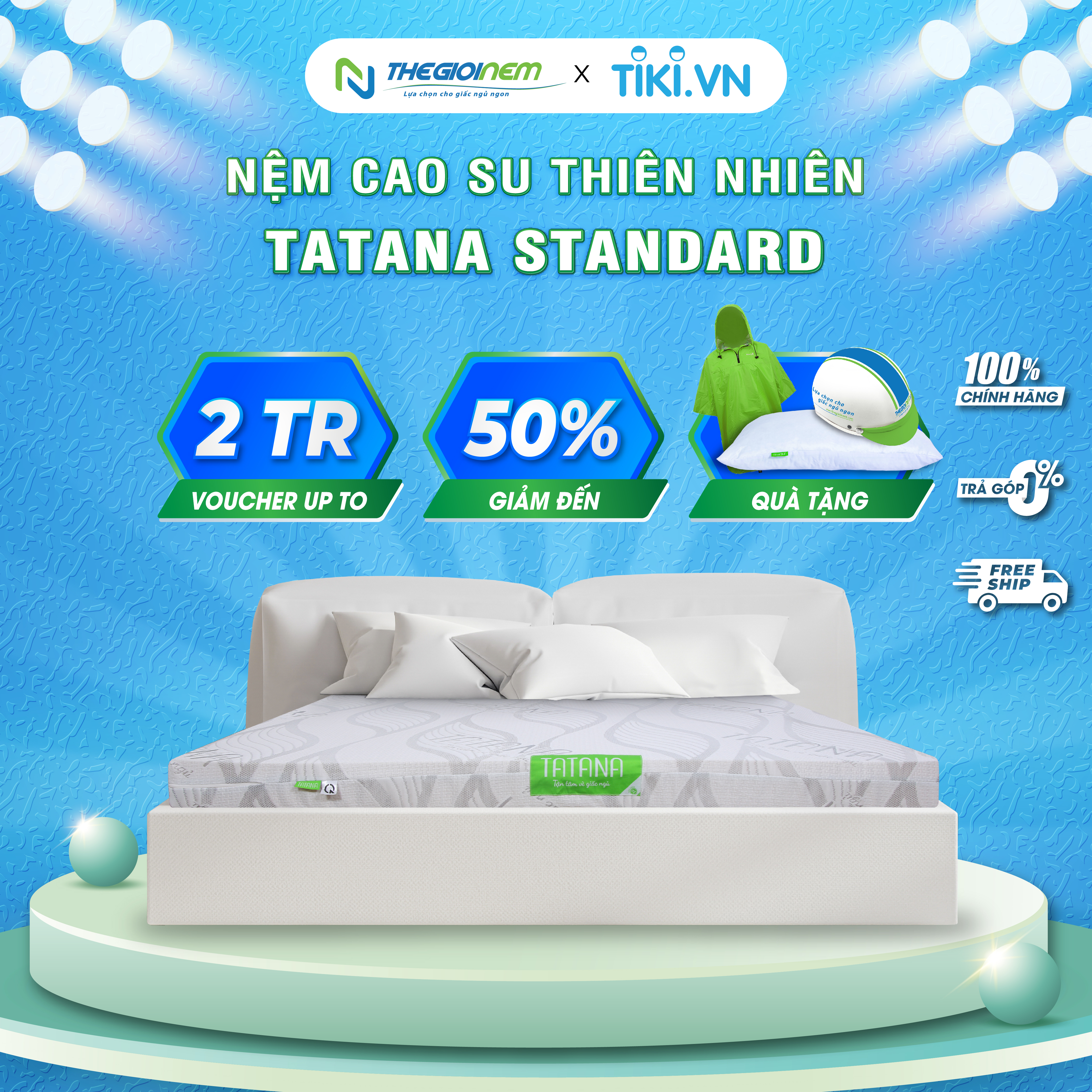 Nệm cao su thiên nhiên Tatana Standard đàn hồi , êm ái  đủ kích thước